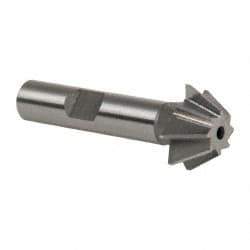 Made in USA - 3/4" Diam x 5/16" Width of Cut, 60° Included Angle, Shank Connection, High Speed Steel Single Angle Cutter - 3/8" Shank Diam, 2-1/8" Overall Length, Right Hand Cut, Uncoated - Exact Industrial Supply