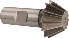 Made in USA - 1-1/2" Diam x 5/8" Width of Cut, 60° Included Angle, Shank Connection, High Speed Steel Single Angle Cutter - 3/4" Shank Diam, 2-3/4" Overall Length, Right Hand Cut, Uncoated - Exact Industrial Supply