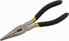 Stanley - 6-3/4" OAL, 2-3/16" Jaw Length x 25/32" Jaw Width, Long Nose Side Cutting Needle Nose Pliers - Serrated Jaw, Cushion Grip Handles - Exact Industrial Supply