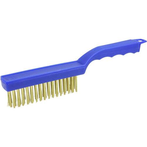 Hand Wire Scratch Brush, .012 Brass Wire Fill, Plastic Handle - Exact Industrial Supply