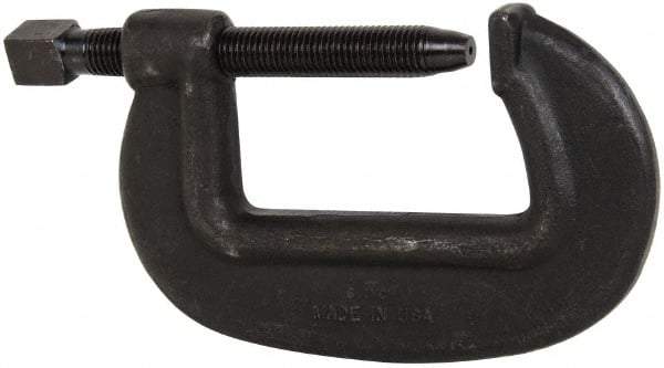 Hargrave - Extra Heavy-Duty 6-1/4" Max Opening, 3-3/8" Throat Depth, Forged Steel Standard C-Clamp - 27,500 Lb Capacity, 0" Min Opening, Standard Throat Depth, Cold Drawn Steel Screw - Exact Industrial Supply