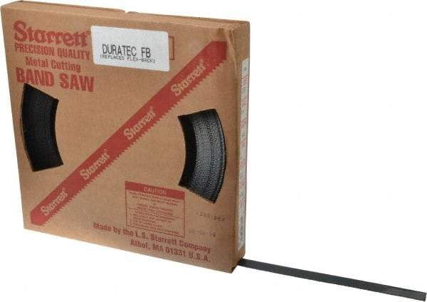 Starrett - 3/4" x 100' x 0.032" Carbon Steel Band Saw Blade Coil Stock - 14 TPI, Toothed Edge, Straight Form, Raker Set, Flexible Back, No Rake Angle, Constant Pitch, Contour Cutting - Exact Industrial Supply