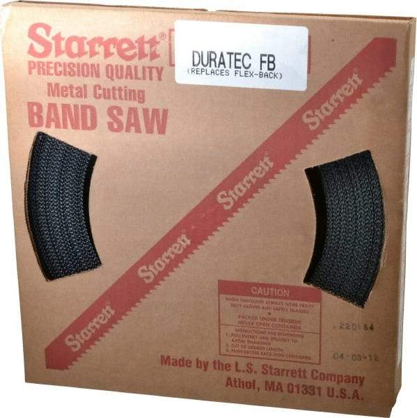 Starrett - 1" x 100' x 0.035" Carbon Steel Band Saw Blade Coil Stock - 8 TPI, Toothed Edge, Straight Form, Raker Set, Flexible Back, No Rake Angle, Constant Pitch, Contour Cutting - Exact Industrial Supply