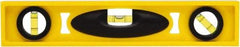 Stanley - 12" Long 3 Vial I-Beam Level - ABS Plastic, Yellow, 1 45°, 1 Level & 1 Plumb Vials - Exact Industrial Supply