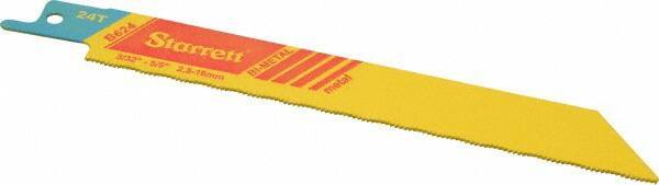 Starrett - 6" Long x 3/4" Thick, Bi-Metal Reciprocating Saw Blade - Straight Profile, 24 TPI, Toothed Edge, Universal Shank - Exact Industrial Supply