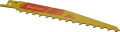 Starrett - 6" Long x 3/4" Thick, Bi-Metal Reciprocating Saw Blade - Tapered Profile, 3 TPI, Toothed Edge, Universal Shank - Exact Industrial Supply