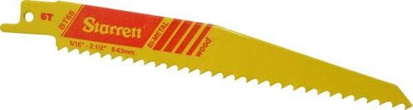 Starrett - 6" Long x 3/4" Thick, Bi-Metal Reciprocating Saw Blade - Tapered Profile, 6 TPI, Toothed Edge, Universal Shank - Exact Industrial Supply