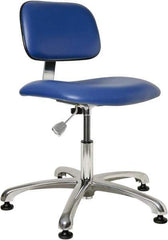 Bevco - Clean Room Swivel Chair - 20" Wide x 17-1/4" Deep, Vinyl Seat, Blue - Exact Industrial Supply