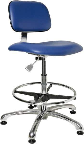 Bevco - Clean Room Swivel Chair - 20" Wide x 17" Deep, Vinyl Seat, Blue - Exact Industrial Supply