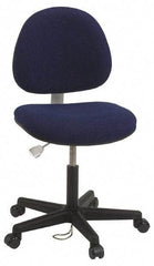 Bevco - ESD Swivel Chair with Back Rest - 18" Wide x 18" Deep, Conductive Cloth Seat, Navy Blue - Exact Industrial Supply