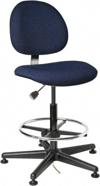 Bevco - ESD Swivel Stool - 18" Wide x 18" Deep, Conductive Cloth Seat, Navy Blue - Exact Industrial Supply