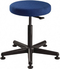Bevco - 15" Wide x 15" Deep x 24 to 34" High, Reinforced Plastic Base, Adjustable Seat Stool - Fabric Seat, Blue - Exact Industrial Supply