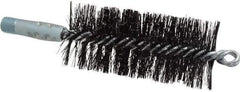 Schaefer Brush - 4-1/2" Brush Length, 2" Diam, Double Stem, Double Spiral Tube Brush - 7-1/2" Long, Tempered Steel Wire, 1/4" NPT Male Connection - Exact Industrial Supply