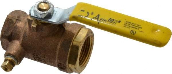 Conbraco - 3/4" Pipe, Bronze, Straight with Side Tap, Gas Ball Valve - 250 psi WOG Rating, Lever Handle, FNPT x FNPT End Connections, 2 Piece - Exact Industrial Supply