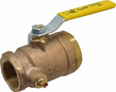 Conbraco - 1-1/4" Pipe, Bronze, Straight with Side Tap, Gas Ball Valve - 250 psi WOG Rating, Lever Handle, FNPT x FNPT End Connections, 2 Piece - Exact Industrial Supply