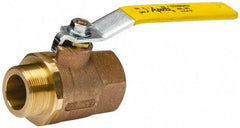 Apollo - 1-1/2" Pipe, Standard Port, Bronze Standard Ball Valve - 2 Piece, Inline - One Way Flow, MNPT x FNPT Ends, Lever Handle, 600 WOG, 150 WSP - Exact Industrial Supply