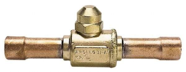 Apollo - 1-5/8" Pipe, Full Port, Brass UL Listed Ball Valve - Inline - Two Way Flow, Tube O.D. x Tube O.D. Ends, Cap Handle, 500 WOG - Exact Industrial Supply