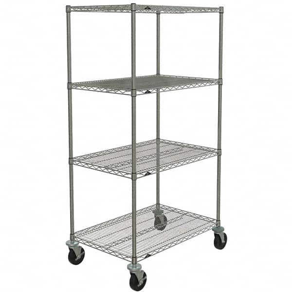 Metro - 600 Lb Capacity 4 Shelf Mobile Wire Shelving Unit - Add-On Unit - Exact Industrial Supply