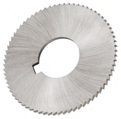 Made in USA - 2-3/4" Diam x 0.025" Blade Thickness x 1" Arbor Hole Diam, 72 Tooth Slitting and Slotting Saw - Arbor Connection, Right Hand, Uncoated, High Speed Steel, Concave Ground, Contains Keyway - Exact Industrial Supply