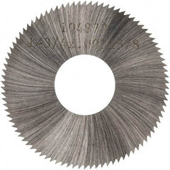 Made in USA - 1-3/4" Diam x 0.008" Blade Thickness x 5/8" Arbor Hole Diam, 90 Tooth Slitting and Slotting Saw - Arbor Connection, Right Hand, Uncoated, High Speed Steel, Concave Ground, Contains Keyway - Exact Industrial Supply