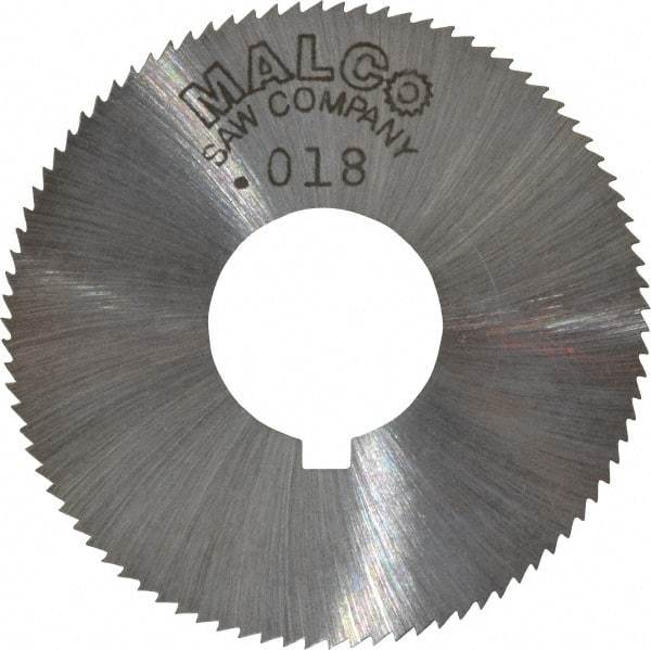 Made in USA - 1-3/4" Diam x 0.018" Blade Thickness x 5/8" Arbor Hole Diam, 90 Tooth Slitting and Slotting Saw - Arbor Connection, Right Hand, Uncoated, High Speed Steel, Concave Ground, Contains Keyway - Exact Industrial Supply