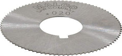 Made in USA - 1-3/4" Diam x 0.02" Blade Thickness x 5/8" Arbor Hole Diam, 90 Tooth Slitting and Slotting Saw - Arbor Connection, Right Hand, Uncoated, High Speed Steel, Concave Ground, Contains Keyway - Exact Industrial Supply