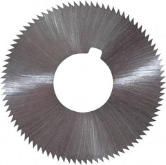 Made in USA - 1-3/4" Diam x 0.032" Blade Thickness x 5/8" Arbor Hole Diam, 90 Tooth Slitting and Slotting Saw - Arbor Connection, Right Hand, Uncoated, High Speed Steel, Concave Ground, Contains Keyway - Exact Industrial Supply