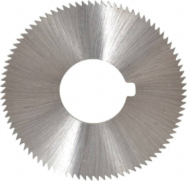 Made in USA - 1-3/4" Diam x 0.036" Blade Thickness x 5/8" Arbor Hole Diam, 90 Tooth Slitting and Slotting Saw - Arbor Connection, Right Hand, Uncoated, High Speed Steel, Concave Ground, Contains Keyway - Exact Industrial Supply