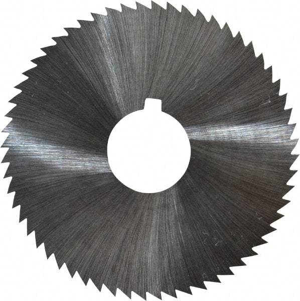 Made in USA - 2-1/4" Diam x 0.012" Blade Thickness x 5/8" Arbor Hole Diam, 60 Tooth Slitting and Slotting Saw - Arbor Connection, Right Hand, Uncoated, High Speed Steel, Concave Ground, Contains Keyway - Exact Industrial Supply