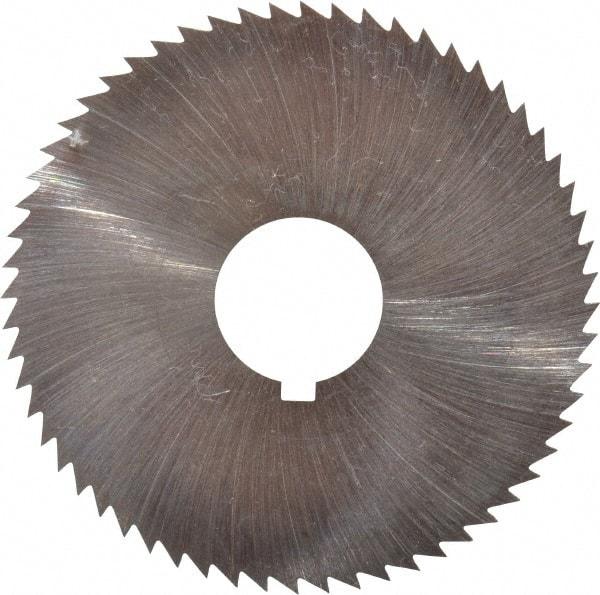 Made in USA - 2-1/4" Diam x 0.018" Blade Thickness x 5/8" Arbor Hole Diam, 60 Tooth Slitting and Slotting Saw - Arbor Connection, Right Hand, Uncoated, High Speed Steel, Concave Ground, Contains Keyway - Exact Industrial Supply