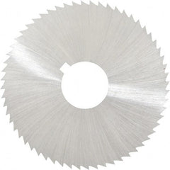 Made in USA - 2-1/4" Diam x 0.02" Blade Thickness x 5/8" Arbor Hole Diam, 60 Tooth Slitting and Slotting Saw - Arbor Connection, Right Hand, Uncoated, High Speed Steel, Concave Ground, Contains Keyway - Exact Industrial Supply