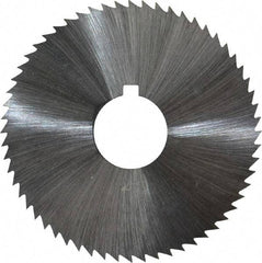 Made in USA - 2-1/4" Diam x 0.023" Blade Thickness x 5/8" Arbor Hole Diam, 60 Tooth Slitting and Slotting Saw - Arbor Connection, Right Hand, Uncoated, High Speed Steel, Concave Ground, Contains Keyway - Exact Industrial Supply