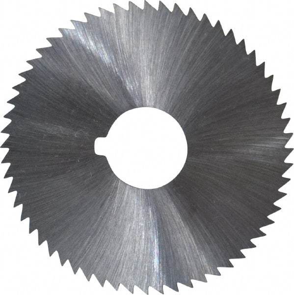 Made in USA - 2-1/4" Diam x 0.025" Blade Thickness x 5/8" Arbor Hole Diam, 60 Tooth Slitting and Slotting Saw - Arbor Connection, Right Hand, Uncoated, High Speed Steel, Concave Ground, Contains Keyway - Exact Industrial Supply
