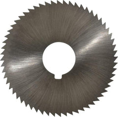 Made in USA - 2-1/4" Diam x 0.045" Blade Thickness x 5/8" Arbor Hole Diam, 60 Tooth Slitting and Slotting Saw - Arbor Connection, Right Hand, Uncoated, High Speed Steel, Concave Ground, Contains Keyway - Exact Industrial Supply