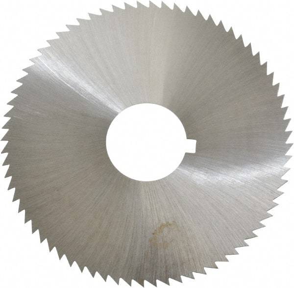 Made in USA - 2-3/4" Diam x 0.023" Blade Thickness x 3/4" Arbor Hole Diam, 72 Tooth Slitting and Slotting Saw - Arbor Connection, Right Hand, Uncoated, High Speed Steel, Concave Ground, Contains Keyway - Exact Industrial Supply