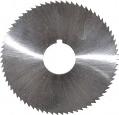 Made in USA - 2-3/4" Diam x 0.057" Blade Thickness x 3/4" Arbor Hole Diam, 72 Tooth Slitting and Slotting Saw - Arbor Connection, Right Hand, Uncoated, High Speed Steel, Concave Ground, Contains Keyway - Exact Industrial Supply