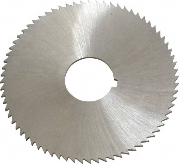 Made in USA - 2-3/4" Diam x 0.064" Blade Thickness x 3/4" Arbor Hole Diam, 72 Tooth Slitting and Slotting Saw - Arbor Connection, Right Hand, Uncoated, High Speed Steel, Concave Ground, Contains Keyway - Exact Industrial Supply