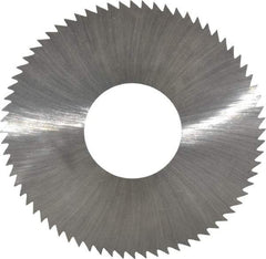 Made in USA - 2-3/4" Diam x 0.014" Blade Thickness x 1" Arbor Hole Diam, 72 Tooth Slitting and Slotting Saw - Arbor Connection, Right Hand, Uncoated, High Speed Steel, Concave Ground, Contains Keyway - Exact Industrial Supply