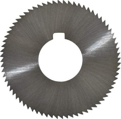 Made in USA - 2-3/4" Diam x 0.057" Blade Thickness x 1" Arbor Hole Diam, 72 Tooth Slitting and Slotting Saw - Arbor Connection, Right Hand, Uncoated, High Speed Steel, Concave Ground, Contains Keyway - Exact Industrial Supply