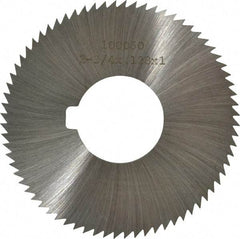 Made in USA - 2-3/4" Diam x 0.128" Blade Thickness x 1" Arbor Hole Diam, 72 Tooth Slitting and Slotting Saw - Arbor Connection, Right Hand, Uncoated, High Speed Steel, Concave Ground, Contains Keyway - Exact Industrial Supply