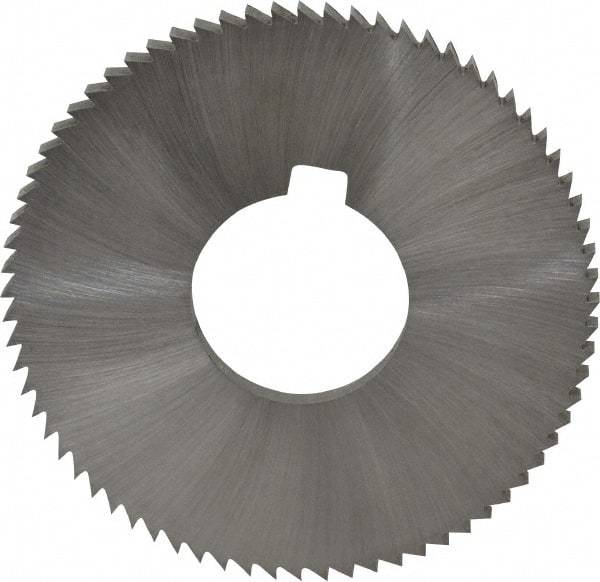 Made in USA - 2-3/4" Diam x 0.162" Blade Thickness x 1" Arbor Hole Diam, 72 Tooth Slitting and Slotting Saw - Arbor Connection, Right Hand, Uncoated, High Speed Steel, Concave Ground, Contains Keyway - Exact Industrial Supply