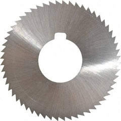 Made in USA - 2-3/4" Diam x 0.028" Blade Thickness x 1" Arbor Hole Diam, 56 Tooth Slitting and Slotting Saw - Arbor Connection, Right Hand, Uncoated, High Speed Steel, Concave Ground, Contains Keyway - Exact Industrial Supply