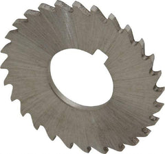 Made in USA - 1-1/4" Diam x 1/16" Blade Thickness x 1/2" Arbor Hole Diam, 28 Tooth Slitting and Slotting Saw - Arbor Connection, Right Hand, Uncoated, High Speed Steel, Concave Ground, Contains Keyway - Exact Industrial Supply