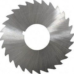 Made in USA - 2-1/2" Diam x 1/16" Blade Thickness x 7/8" Arbor Hole Diam, 28 Tooth Slitting and Slotting Saw - Arbor Connection, Right Hand, Uncoated, High Speed Steel, Concave Ground, Contains Keyway - Exact Industrial Supply