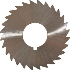 Made in USA - 2-1/2" Diam x 1/8" Blade Thickness x 7/8" Arbor Hole Diam, 28 Tooth Slitting and Slotting Saw - Arbor Connection, Right Hand, Uncoated, High Speed Steel, Concave Ground, Contains Keyway - Exact Industrial Supply