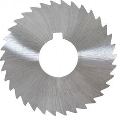 Made in USA - 3" Diam x 1/32" Blade Thickness x 1" Arbor Hole Diam, 34 Tooth Slitting and Slotting Saw - Arbor Connection, Right Hand, Uncoated, High Speed Steel, Concave Ground, Contains Keyway - Exact Industrial Supply