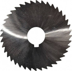 Made in USA - 4" Diam x 3/64" Blade Thickness x 1" Arbor Hole Diam, 40 Tooth Slitting and Slotting Saw - Arbor Connection, Right Hand, Uncoated, High Speed Steel, Concave Ground, Contains Keyway - Exact Industrial Supply