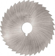 Made in USA - 5" Diam x 5/32" Blade Thickness x 1" Arbor Hole Diam, 36 Tooth Slitting and Slotting Saw - Arbor Connection, Right Hand, Uncoated, High Speed Steel, Concave Ground, Contains Keyway - Exact Industrial Supply