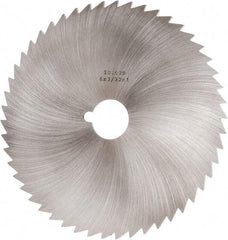 Made in USA - 6" Diam x 3/32" Blade Thickness x 1" Arbor Hole Diam, 50 Tooth Slitting and Slotting Saw - Arbor Connection, Right Hand, Uncoated, High Speed Steel, Concave Ground, Contains Keyway - Exact Industrial Supply