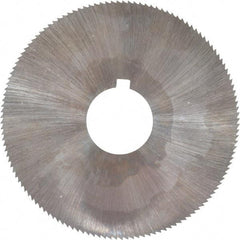 Made in USA - 2-1/4" Diam x 0.023" Blade Thickness x 5/8" Arbor Hole Diam, 132 Tooth Slitting and Slotting Saw - Arbor Connection, Right Hand, Uncoated, High Speed Steel, Concave Ground, Contains Keyway - Exact Industrial Supply